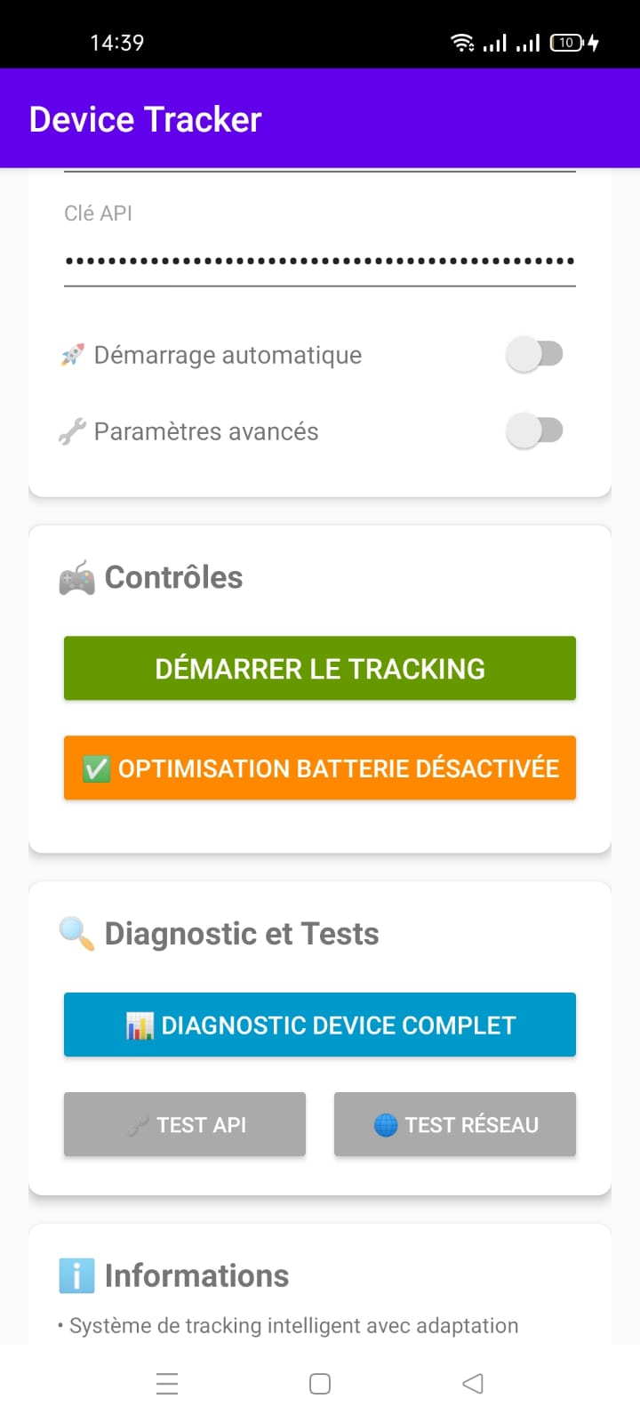 Android Application Interface Screenshot